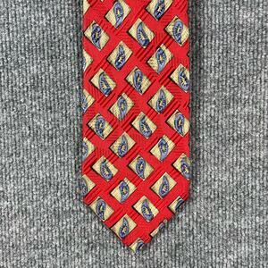 Robert Talbott Best Of Class Tie 4" X 57 1/4" Red/ Yellow Geometric/Paisley AOP